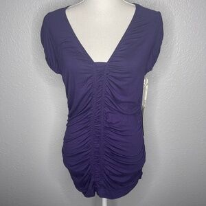 Kenar Purple Blouse with ruching NWOT‎